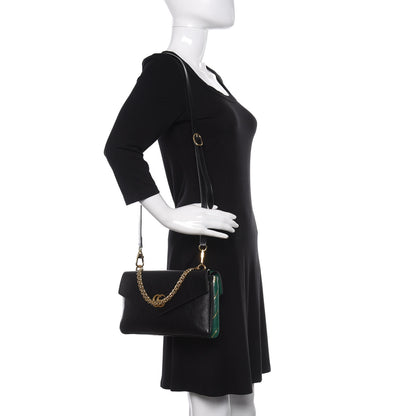 Gucci Calfskin Diagonal GG Medium Thiara Double Envelope Shoulder Bag Emerald Green Black 2 of 11