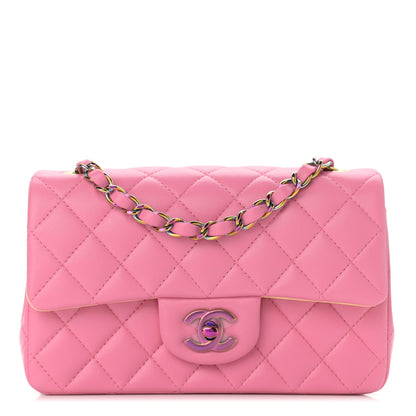 Chanel Lambskin Quilted Mini Rectangular Flap Pink Yellow 1 of 11