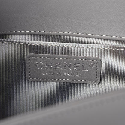 Chanel Calfskin Chevron Quilted Medium Boy Flap Grey 4 of 10