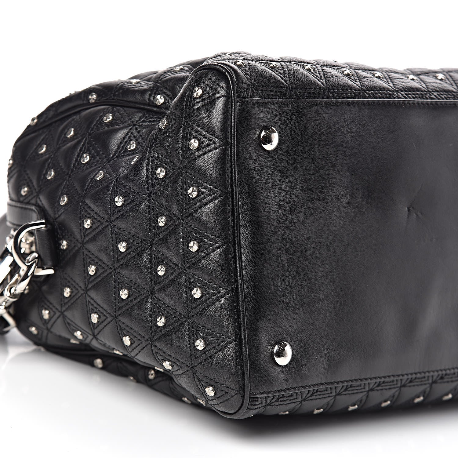 Versace Nappa Trapuntata Triangle Quilted Studded Duffle Black 7 of 12