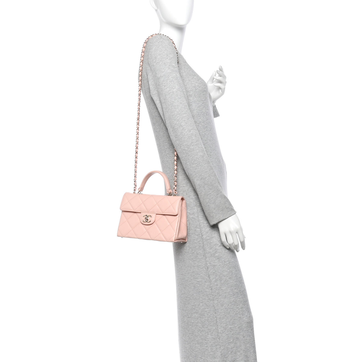 Chanel Caviar Quilted Mini Retro Twist Top Handle Flap Light Pink 2 of 11