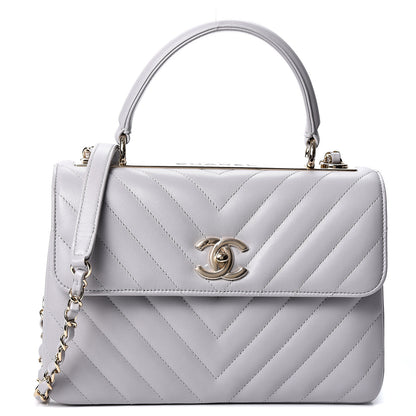 Chanel Lambskin Chevron Quilted Small Trendy CC Flap Dual Handle Bag Grey 1 of 10