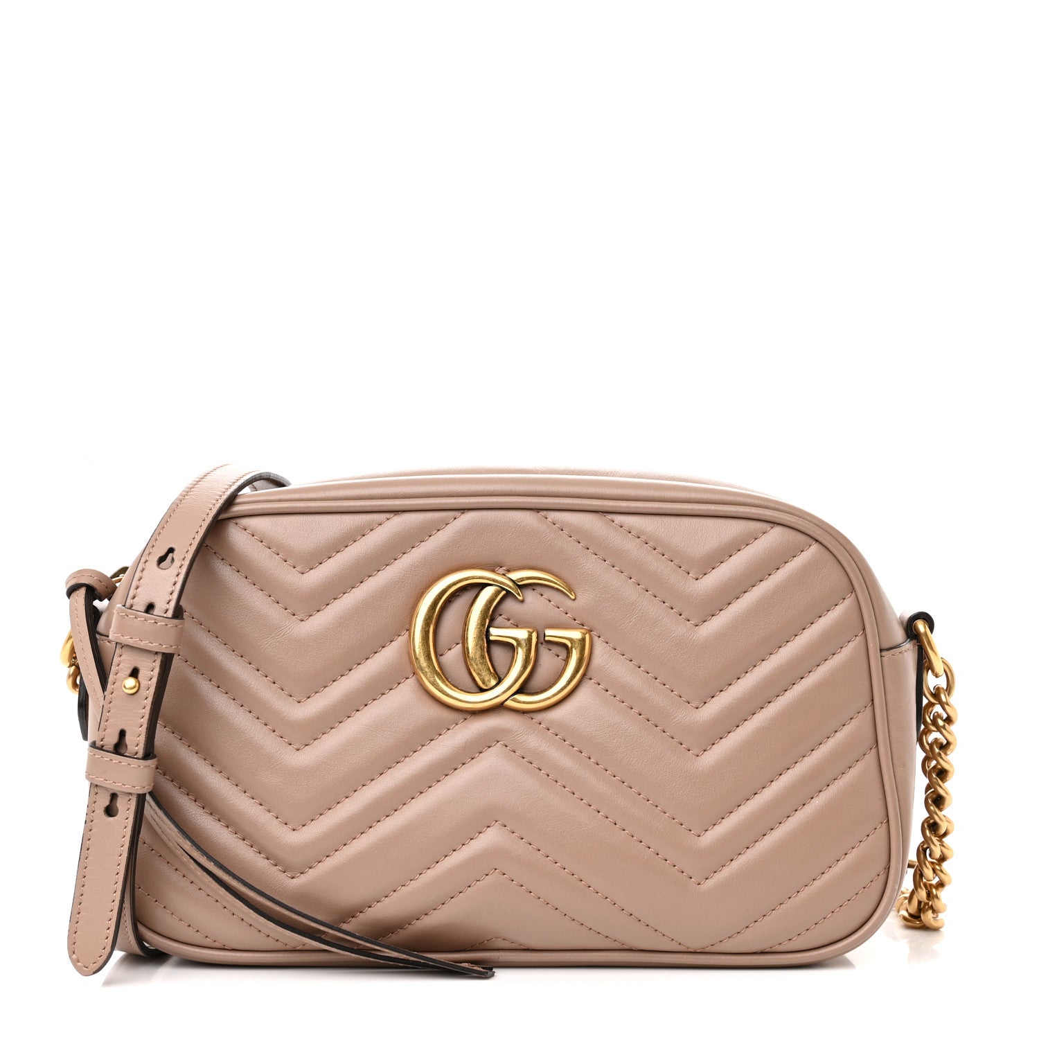 Gucci Calfskin Matelasse Small GG Marmont Chain Shoulder Bag Porcelain Rose 1 of 10