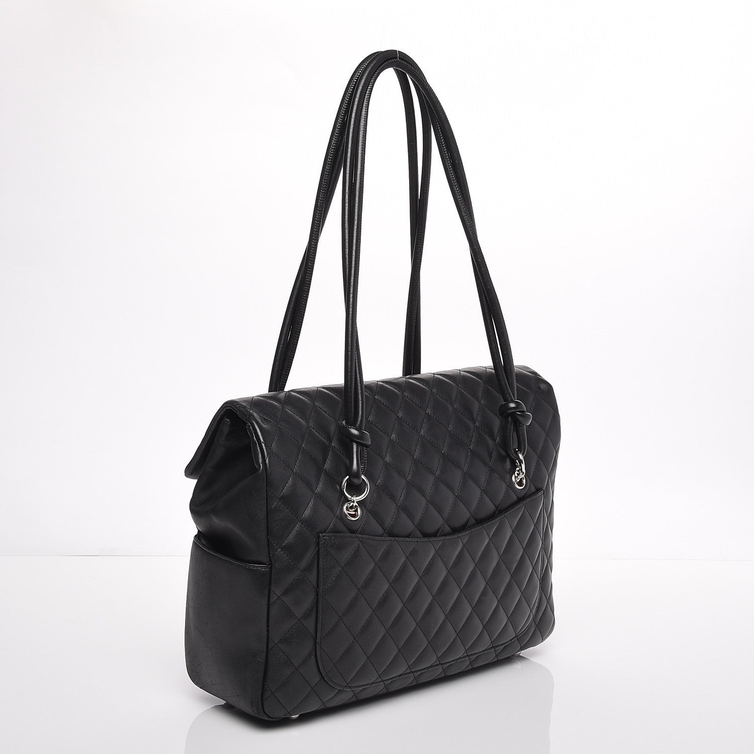 Chanel Calfskin Quilted Large Cambon Flap Black White 3 of 9