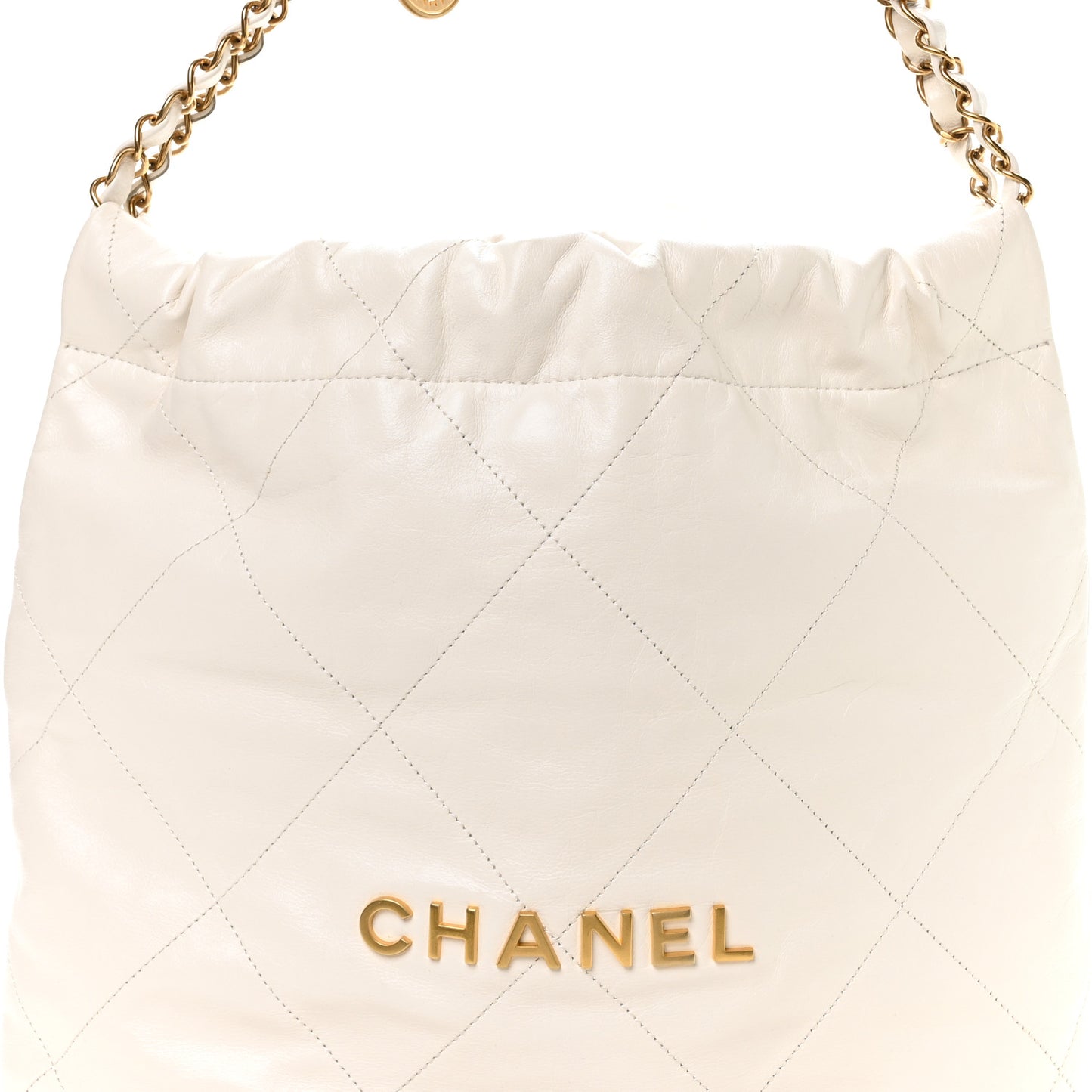 Shiny Calfskin Quilted Small Chanel 22 White