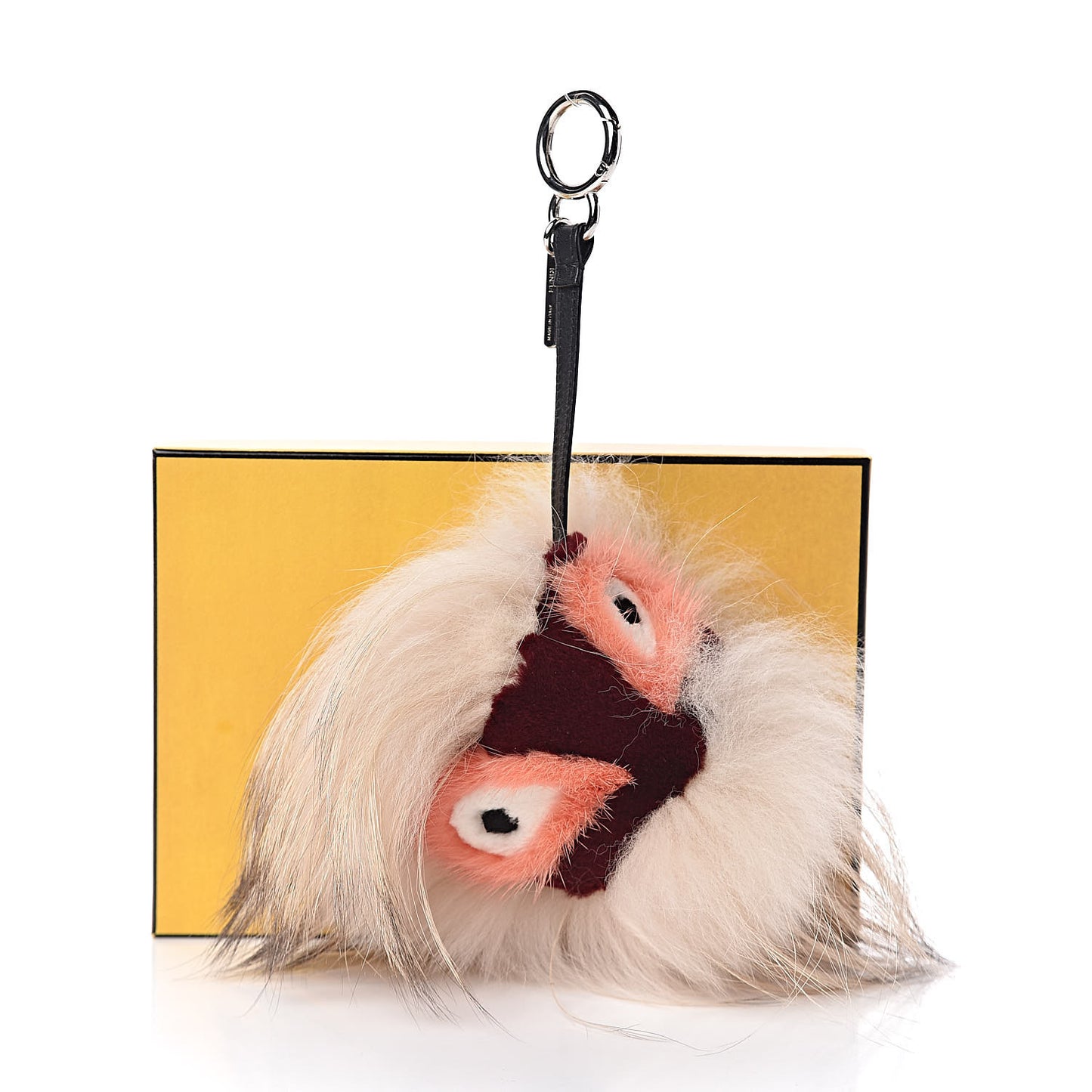 Fox Mink Rabbit Fur Vitello Flamingo Punchy Monster Bag Bug Charm Flamingo Rosa