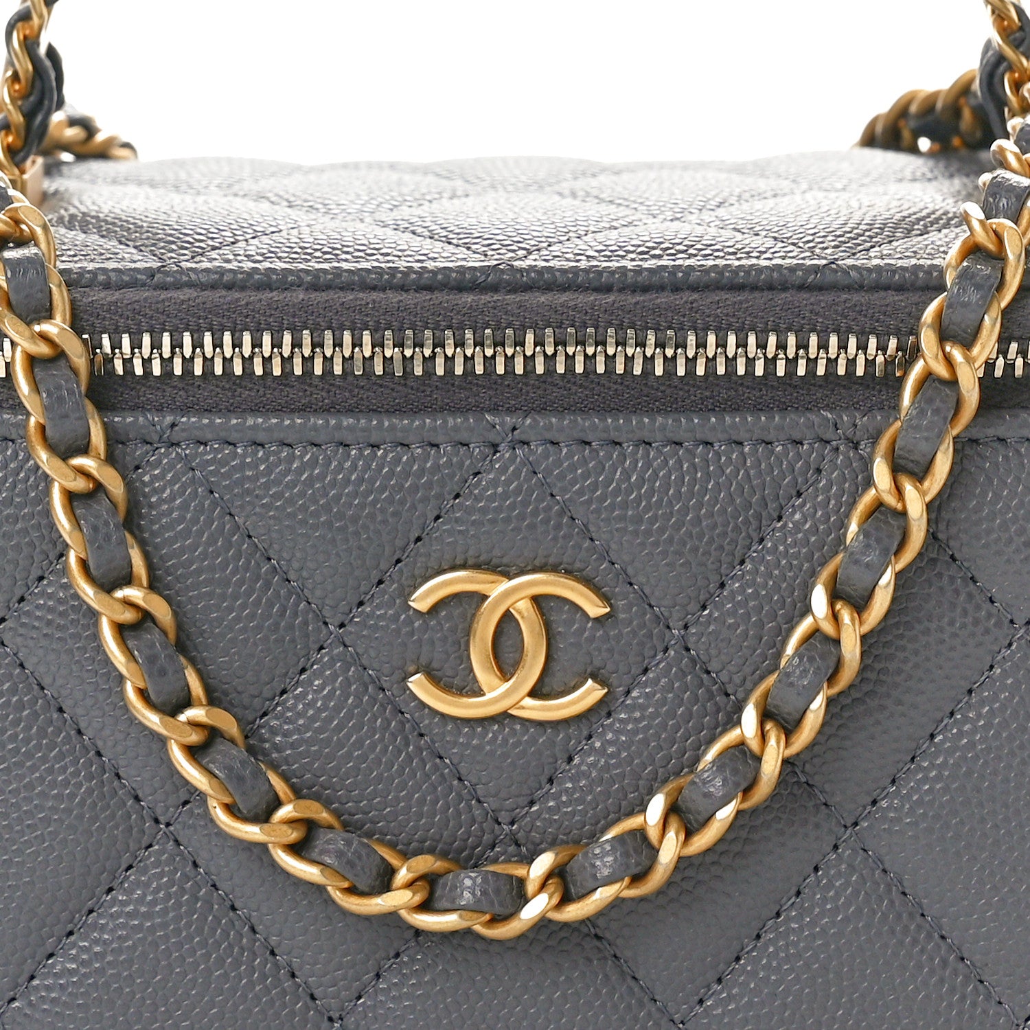 Chanel Caviar Quilted Chanel Way Top Handle Vanity Case With Chain Grey 9 of 11