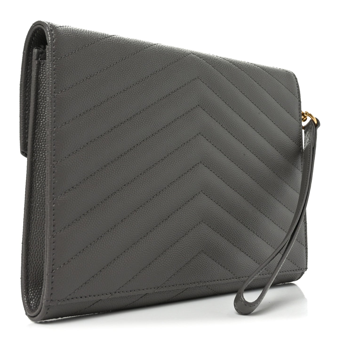 Grain De Poudre Matelasse Chevron Monogram Envelope Clutch Fog