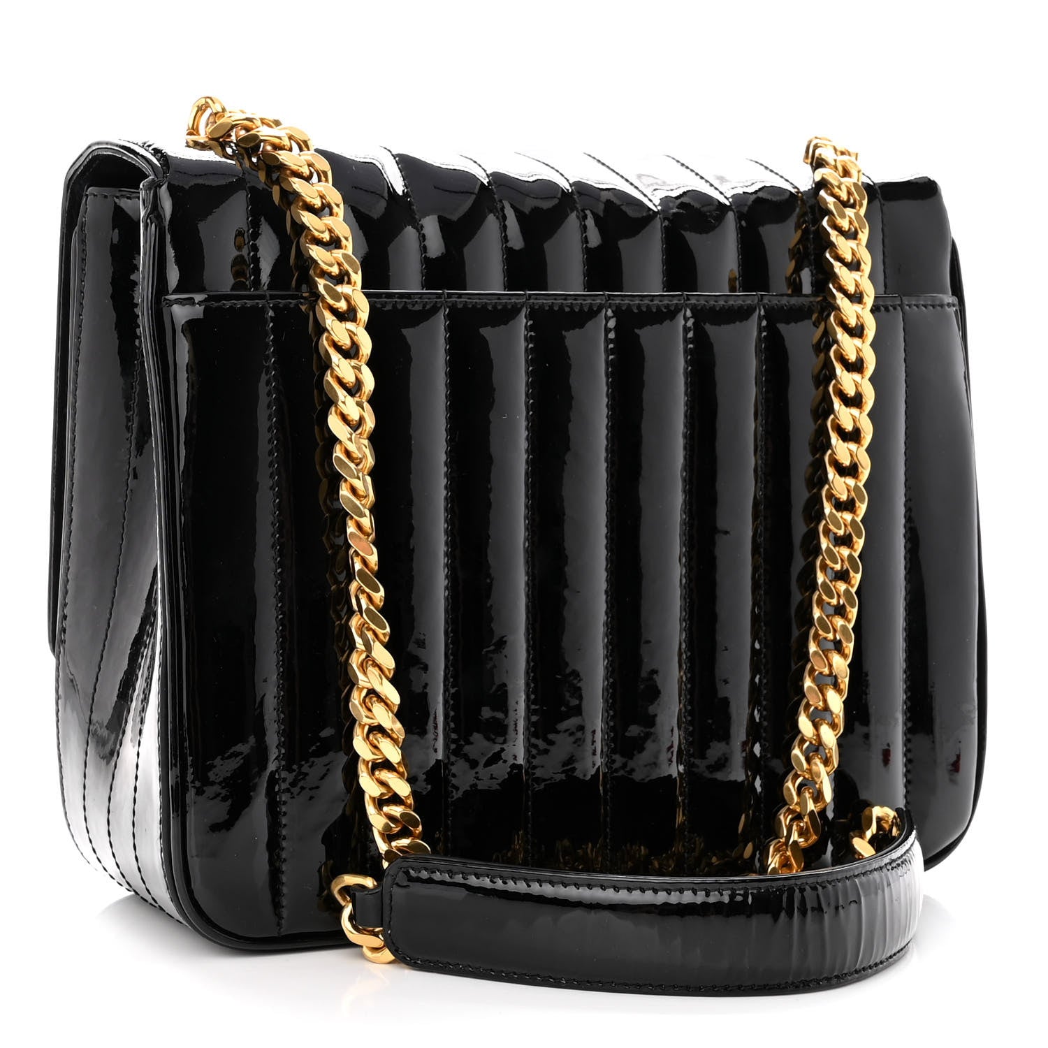 Saint Laurent Patent Matelasse Monogram Large Vicky Chain Bag Black 3 of 10