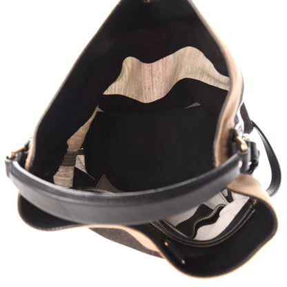 Burberry Canvas Mega Check Medium Ashby Hobo Black 5 of 10