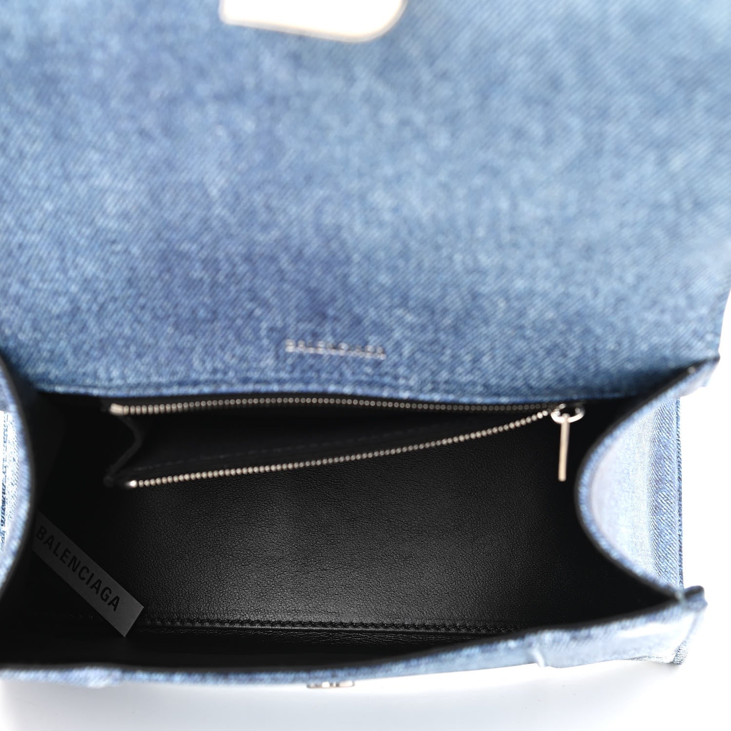 Balenciaga Nappa Denim Printed Small Hourglass Top Handle Bag Denim Blue 5 of 11