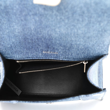 Balenciaga Nappa Denim Printed Small Hourglass Top Handle Bag Denim Blue 5 of 11