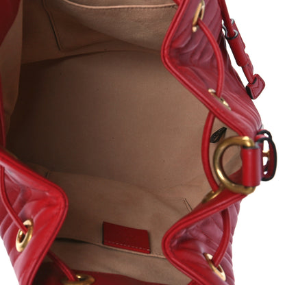 Gucci Calfskin Matelasse Sylvie Web GG Marmont Bucket Bag Hibiscus Red 5 of 8
