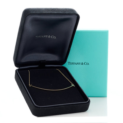 Tiffany 18K Yellow Gold Large T Smile Pendant Necklace 6 of 6