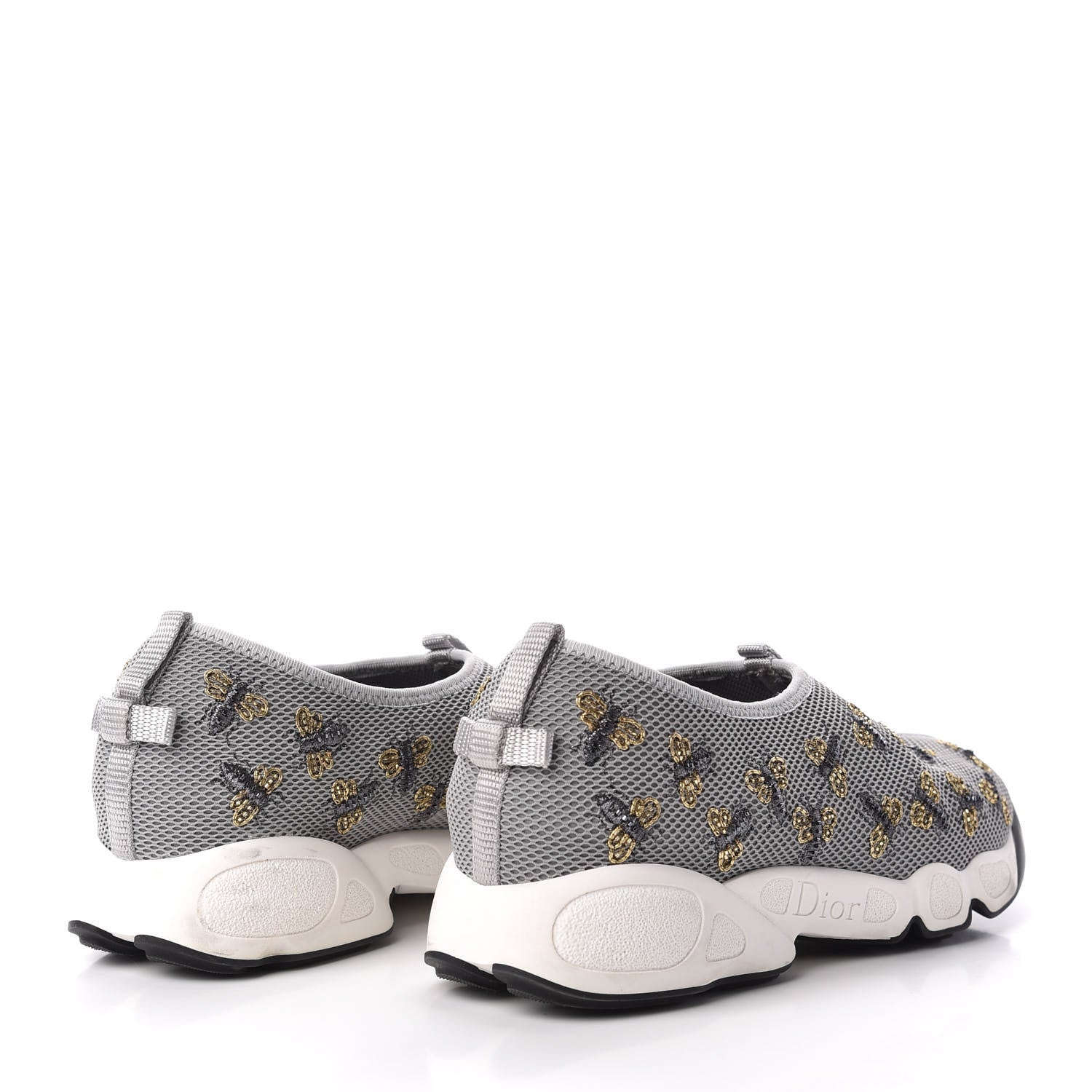 Christian Dior Technical Canvas Embellished Dior Fusion Sneakers 39 Grey 4 of 11