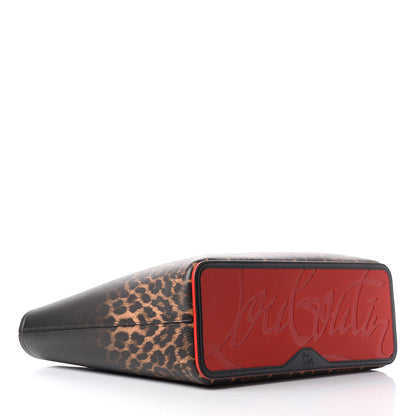 Christian Louboutin Calfskin Degrade Leopard Print Spikes East West Cabata Tote Black Multi 4 of 9