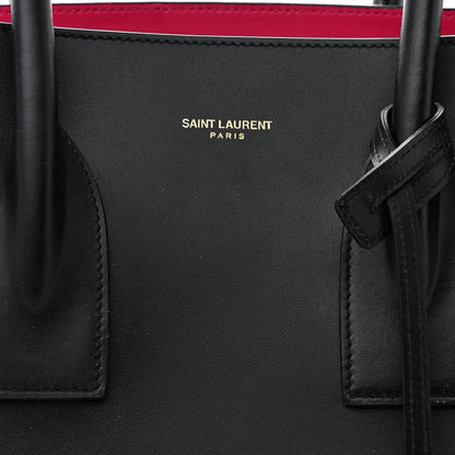 Saint Laurent Calfskin Small Sac De Jour Black Fuchsia 8 of 14