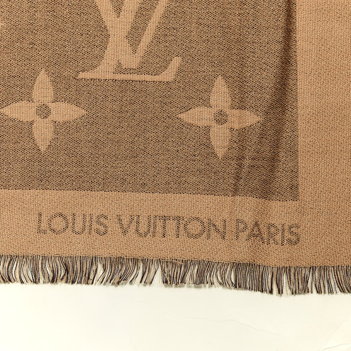 Cashmere Silk Monogram Giant Shawl Beige