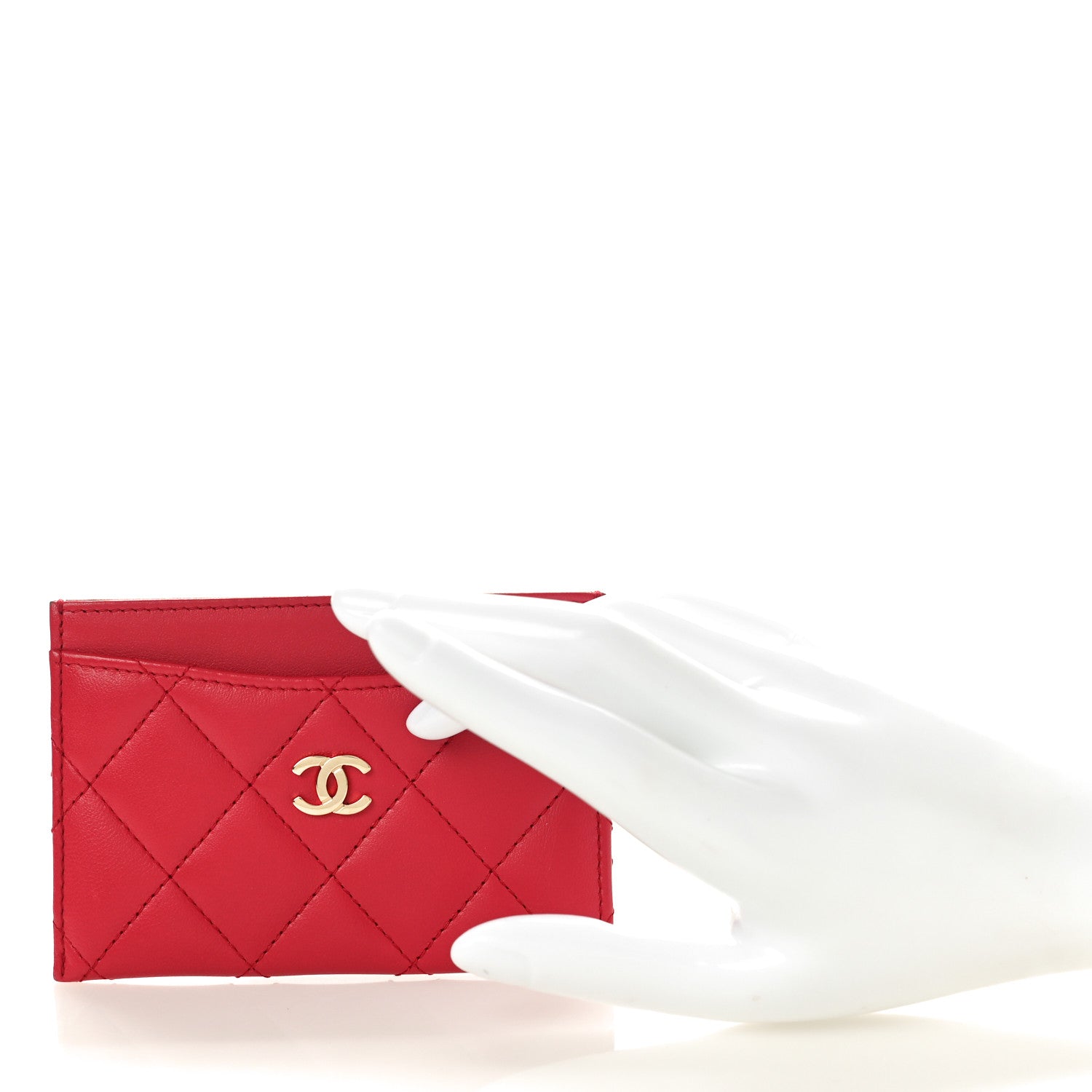 Chanel Lambskin Quilted Card Holder Red 2 of 9