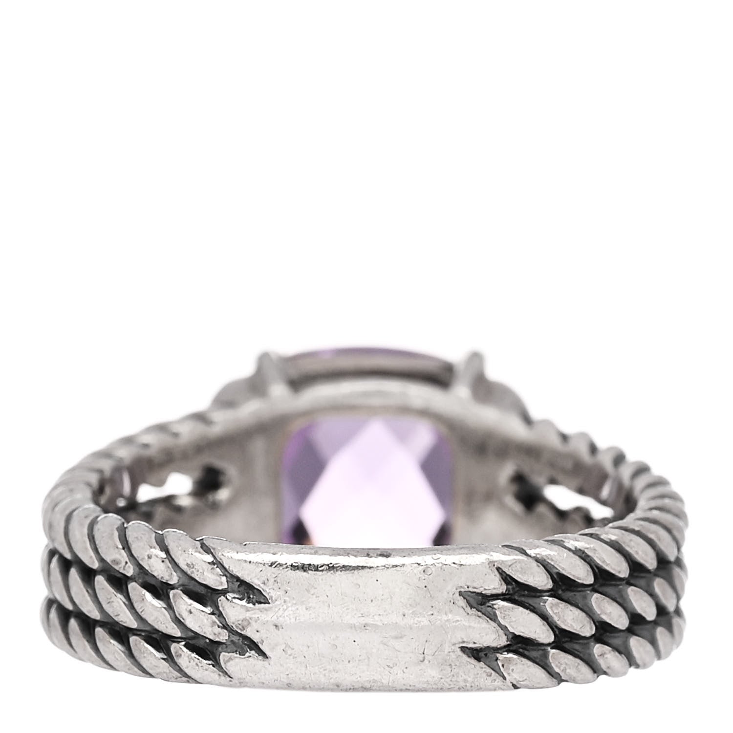 David Yurman Sterling Silver Diamond Amethyst 10mm Petite Wheaton Ring 51 5.75 4 of 5