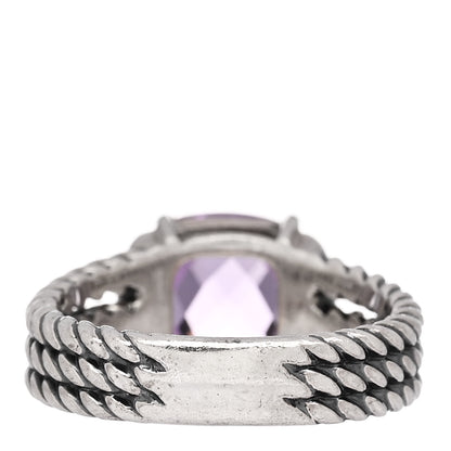 David Yurman Sterling Silver Diamond Amethyst 10mm Petite Wheaton Ring 51 5.75 4 of 5