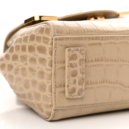 Versace Calfskin Crocodile Embossed Small La Medusa Top Handle Bag Beige 8 of 9
