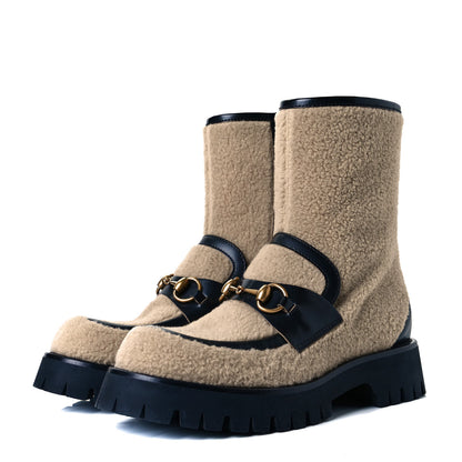 Gucci Wool Cordovan Lux Womens Harald Horsebit 25mm Platform Boots 38 Butterscotch Black 2 of 9