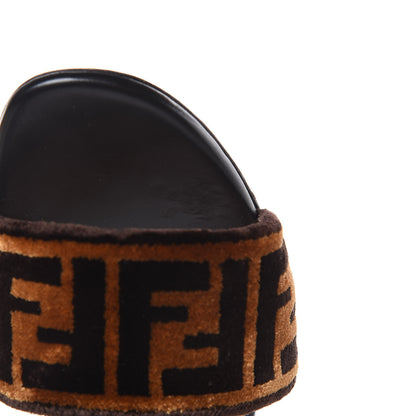 Fendi Velvet FF Flat Slide Sandals 38.5 Tobacco 8 of 10
