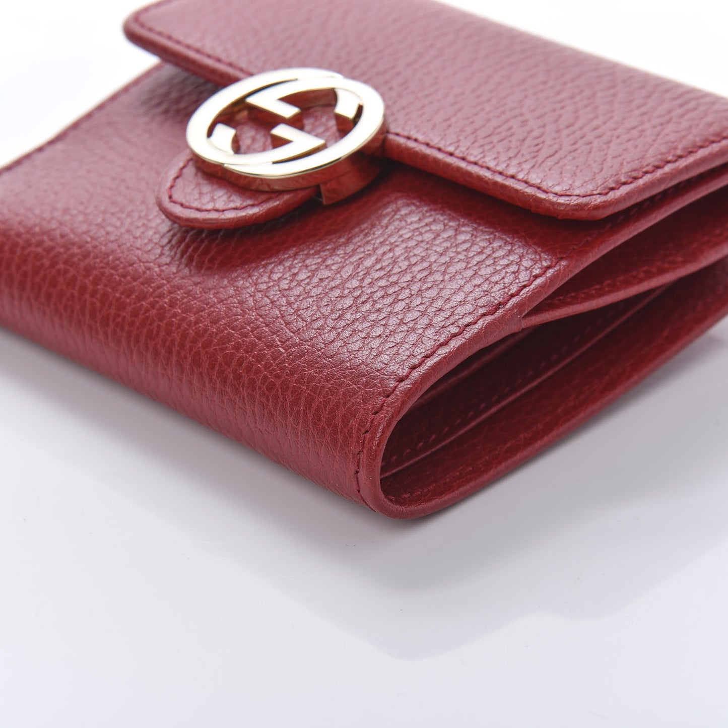 Dollar Calfskin Interlocking G French Wallet Rosso