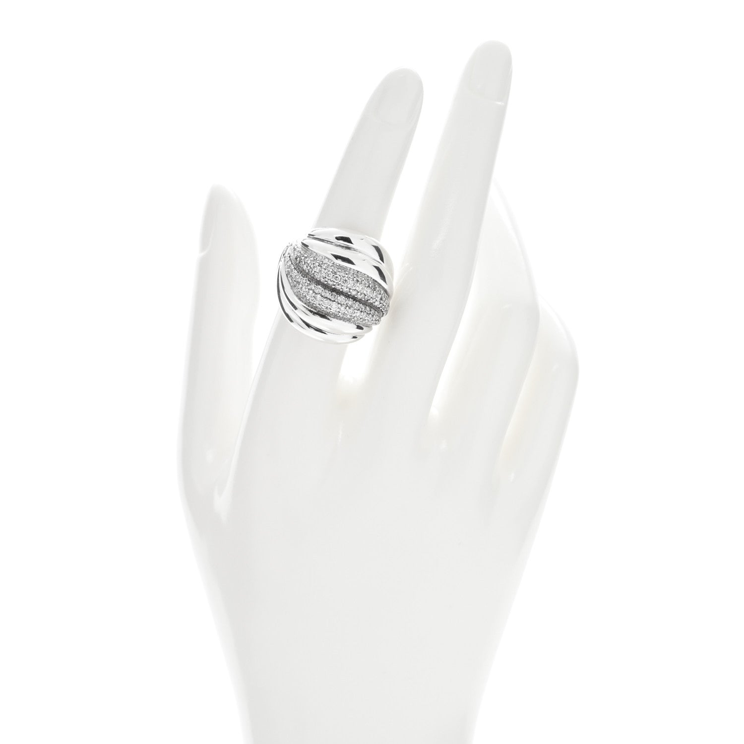 David Yurman Sterling Silver Diamond Sculpted Cable Ring 51 5.75 2 of 5