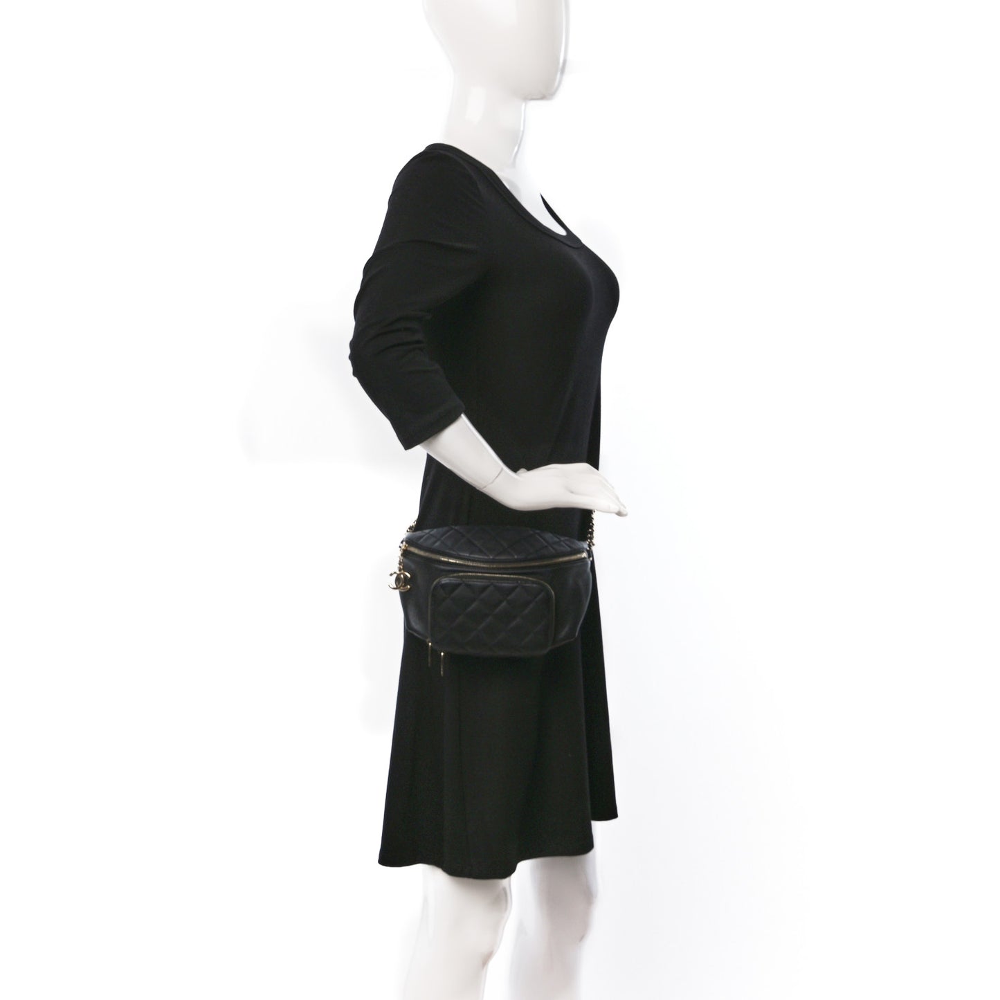 Caviar Quilted Business Affinity Waist Belt Bag Black