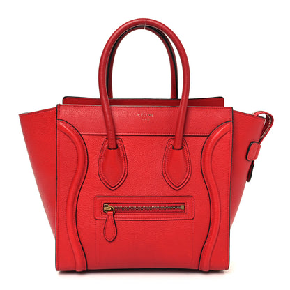Celine Drummed Calfskin Micro Luggage Red 1 of 9