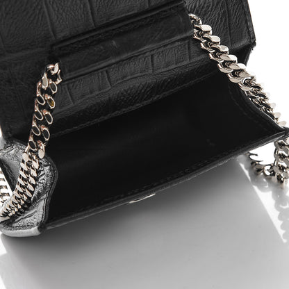 Saint Laurent Calfskin Crocodile Embossed Monogram Candy Crossbody Black 5 of 6