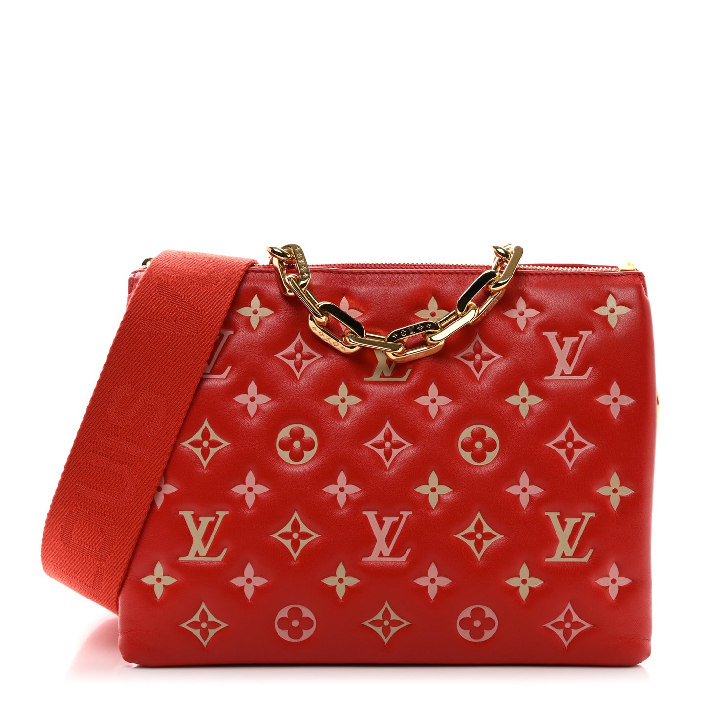 Lambskin Embossed Monogram Coussin PM Coquelicot Red