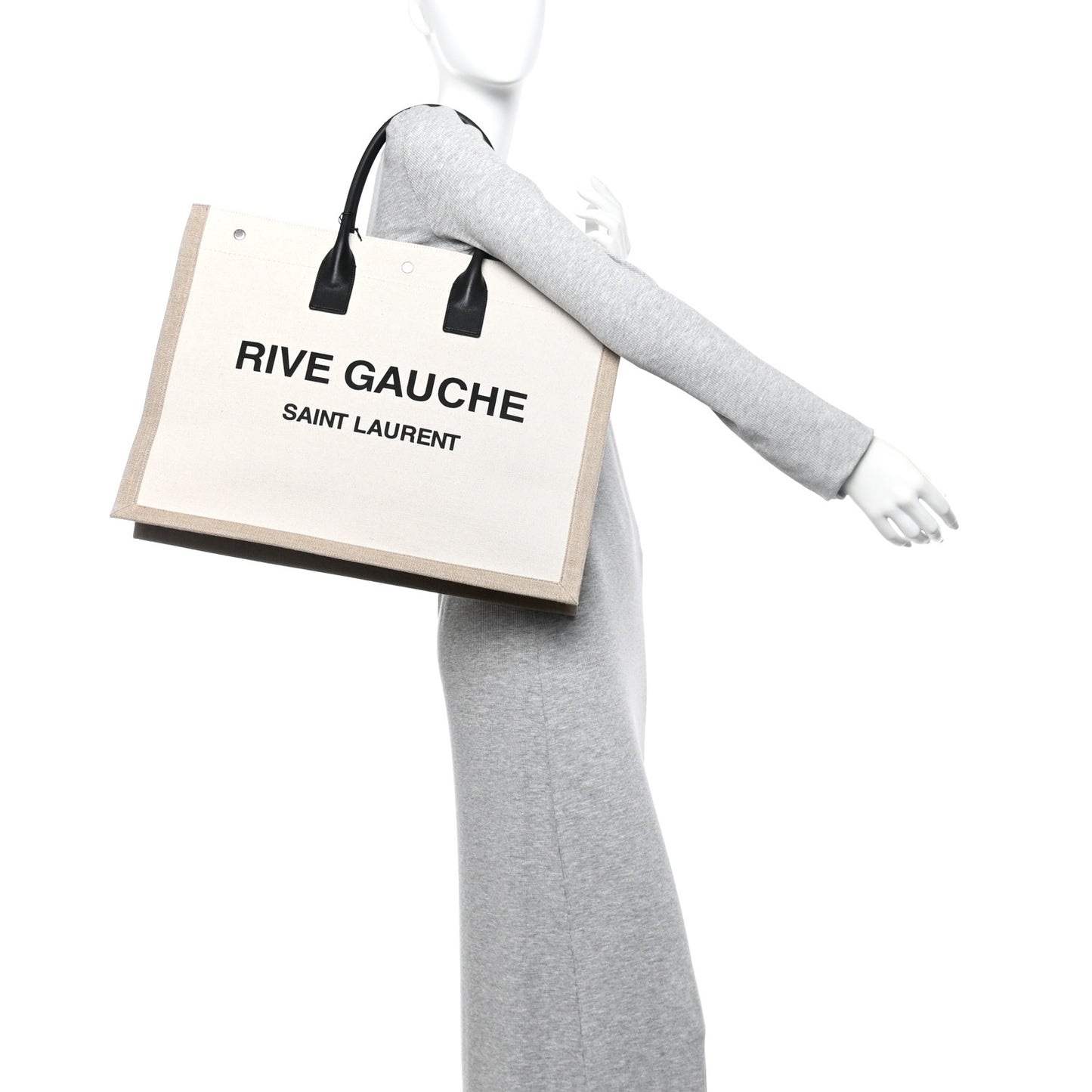 Linen Calfskin Rive Gauche Tote Greggio Natural