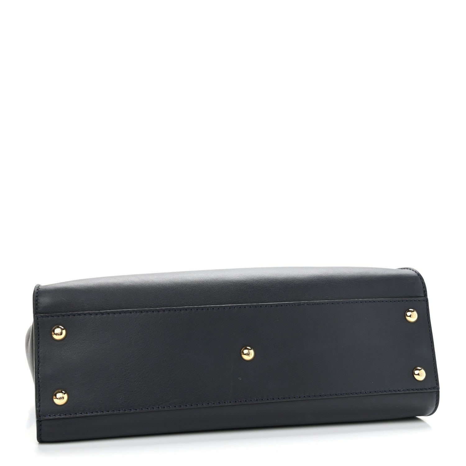 Fendi Vitello Seta Shiny Nappa Medium Peekaboo Iconic Satchel Blue Notte Turchese 4 of 13