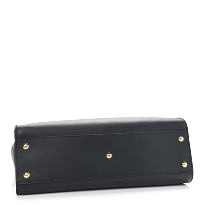 Fendi Vitello Seta Shiny Nappa Medium Peekaboo Iconic Satchel Blue Notte Turchese 4 of 13