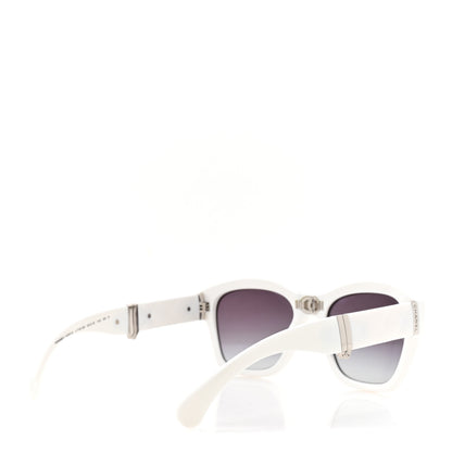 Chanel Acetate Metal Crystal Square Folding Sunglasses 6055-B White 4 of 8