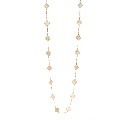 Van Cleef & Arpels 18K Yellow Gold Mother of Pearl 20 Motifs Vintage Alhambra Necklace 1 of 6
