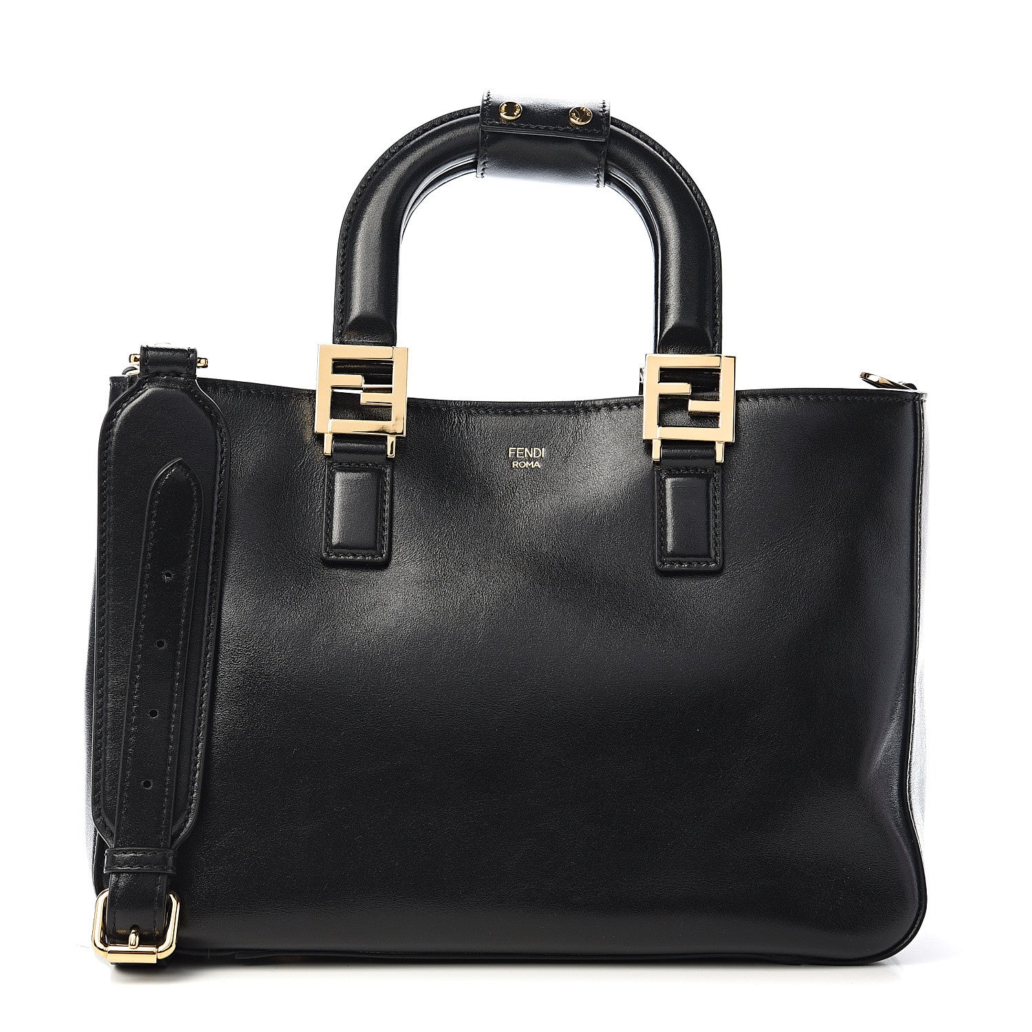 Fendi Vitello Glacier Small FF Tote Black 1 of 9