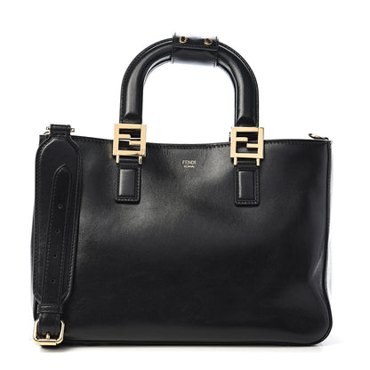 Fendi Vitello Glacier Small FF Tote Black 1 of 9