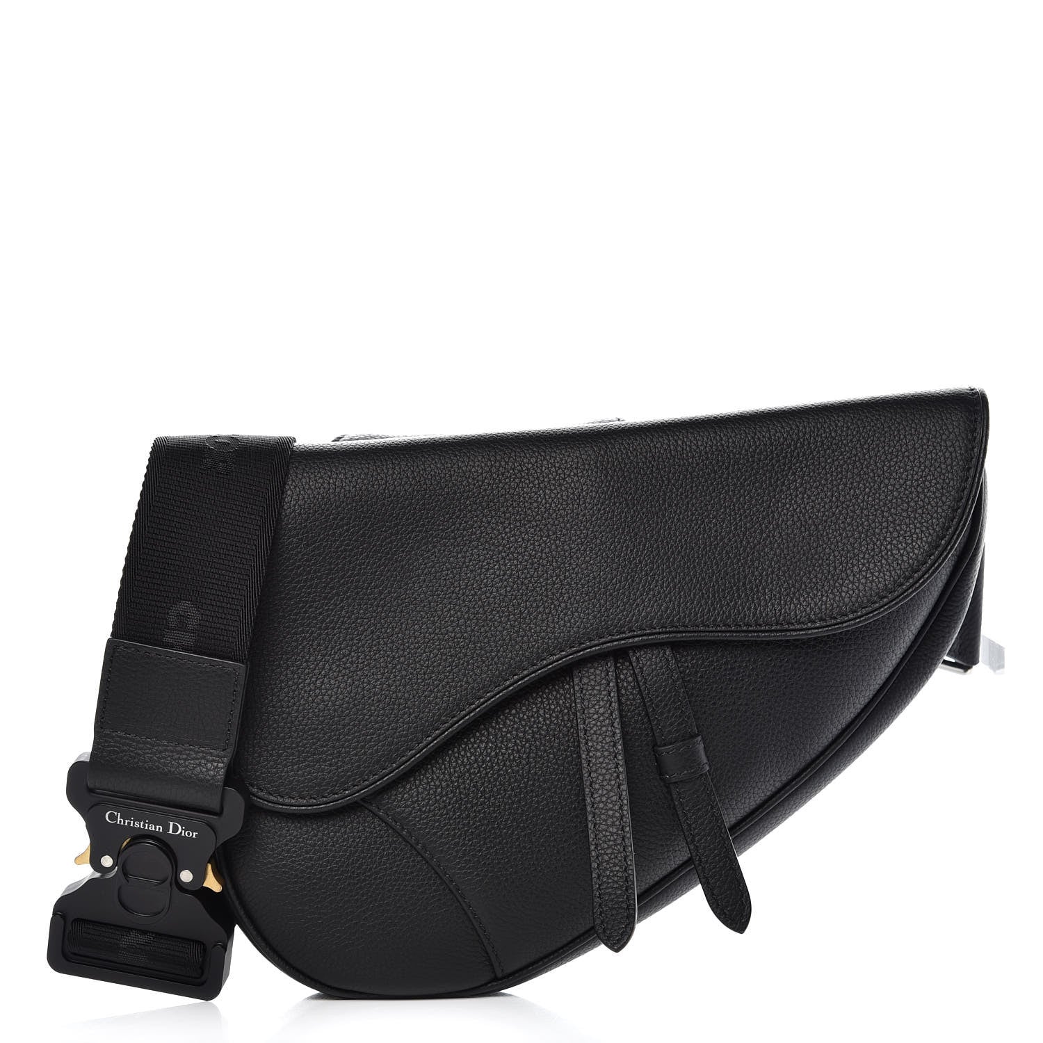 Christian Dior Grained Calfskin Mens Saddle Pouch Black 1 of 10