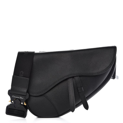 Christian Dior Grained Calfskin Mens Saddle Pouch Black 1 of 10