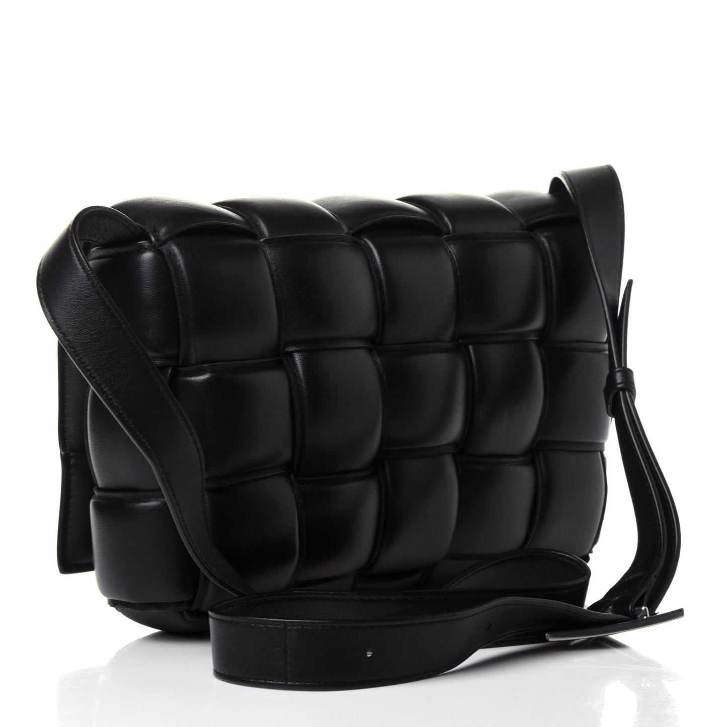 Nappa Maxi Intreccio Padded Cassette Crossbody Bag Black