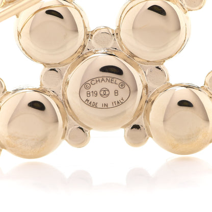 Chanel Crystal Pearl Metal Resin Polka Dot CC Brooch Black Gold 4 of 4