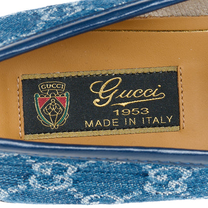 Gucci New Denim GG Malaga Kid Womens Horsebit Loafers 37 Blue Agata 7 of 9