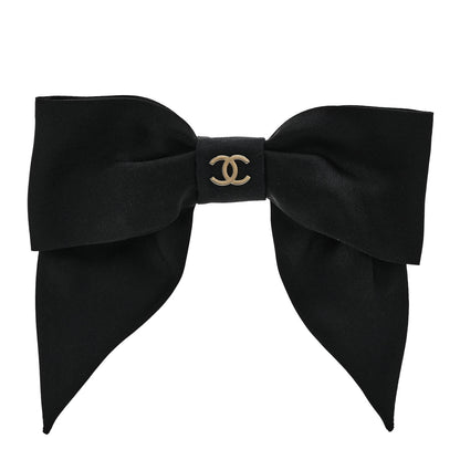 Chanel Silk Bow CC Hair Clip Black 1 of 5