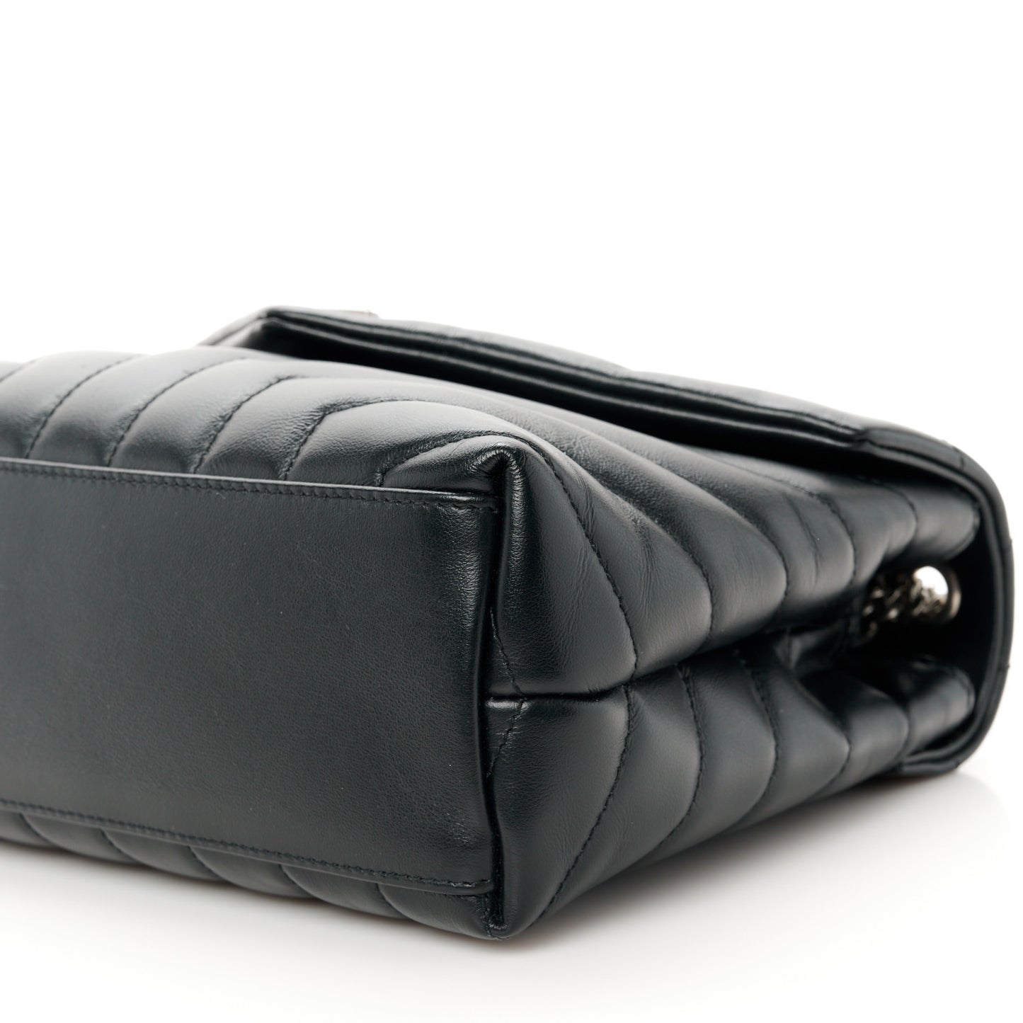 Calfskin Y Quilted Monogram Small Loulou Chain Satchel Black