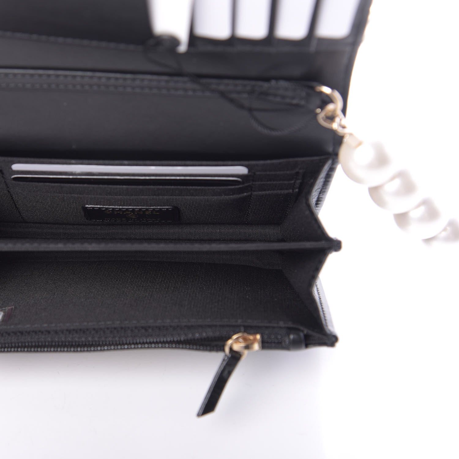 Chanel Calfskin Quilted Mini Maxi Pearls Wallet On Chain WOC Black 5 of 11