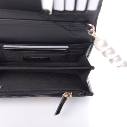 Chanel Calfskin Quilted Mini Maxi Pearls Wallet On Chain WOC Black 5 of 11